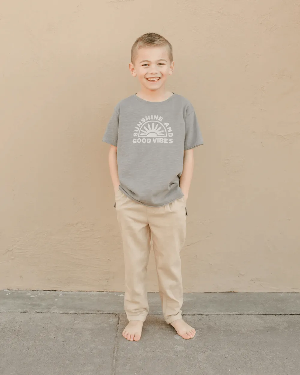 Raw Edge T-Shirt Sunshine   Good Vibes