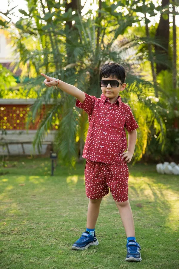 Red Polka Dot Shirt Shorts Boy’s Co-ord Set