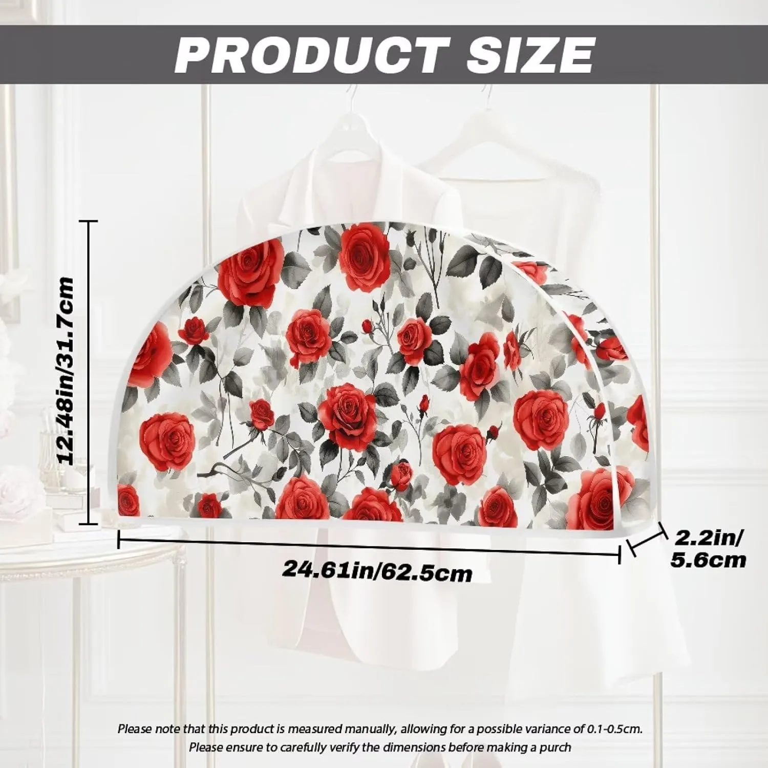 Red Rose Garment Bags for Travel for Women 24x12x2 in Floral Cute Print Travel Garment Bags for Hanging Clothes Hotel Home