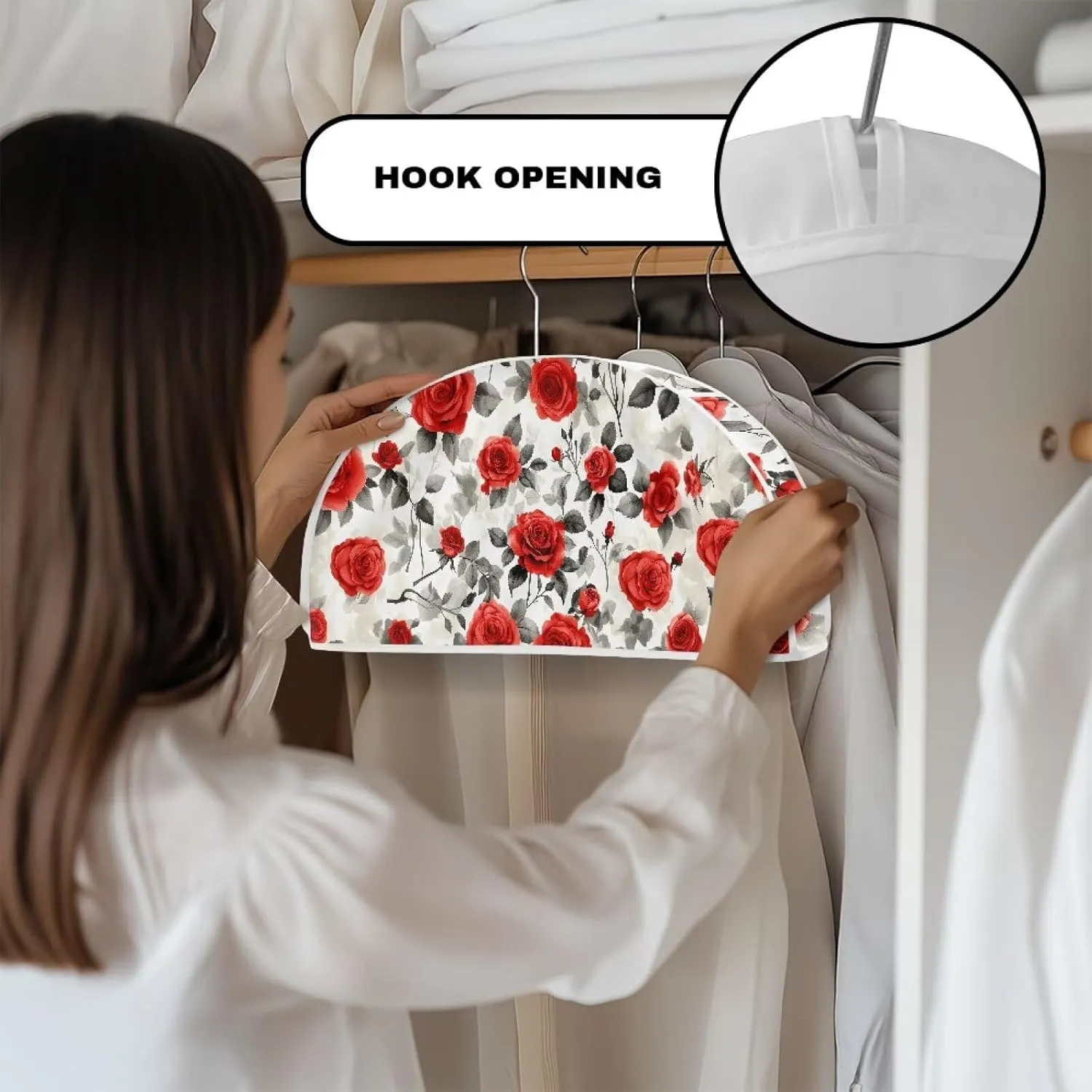 Red Rose Garment Bags for Travel for Women 24x12x2 in Floral Cute Print Travel Garment Bags for Hanging Clothes Hotel Home