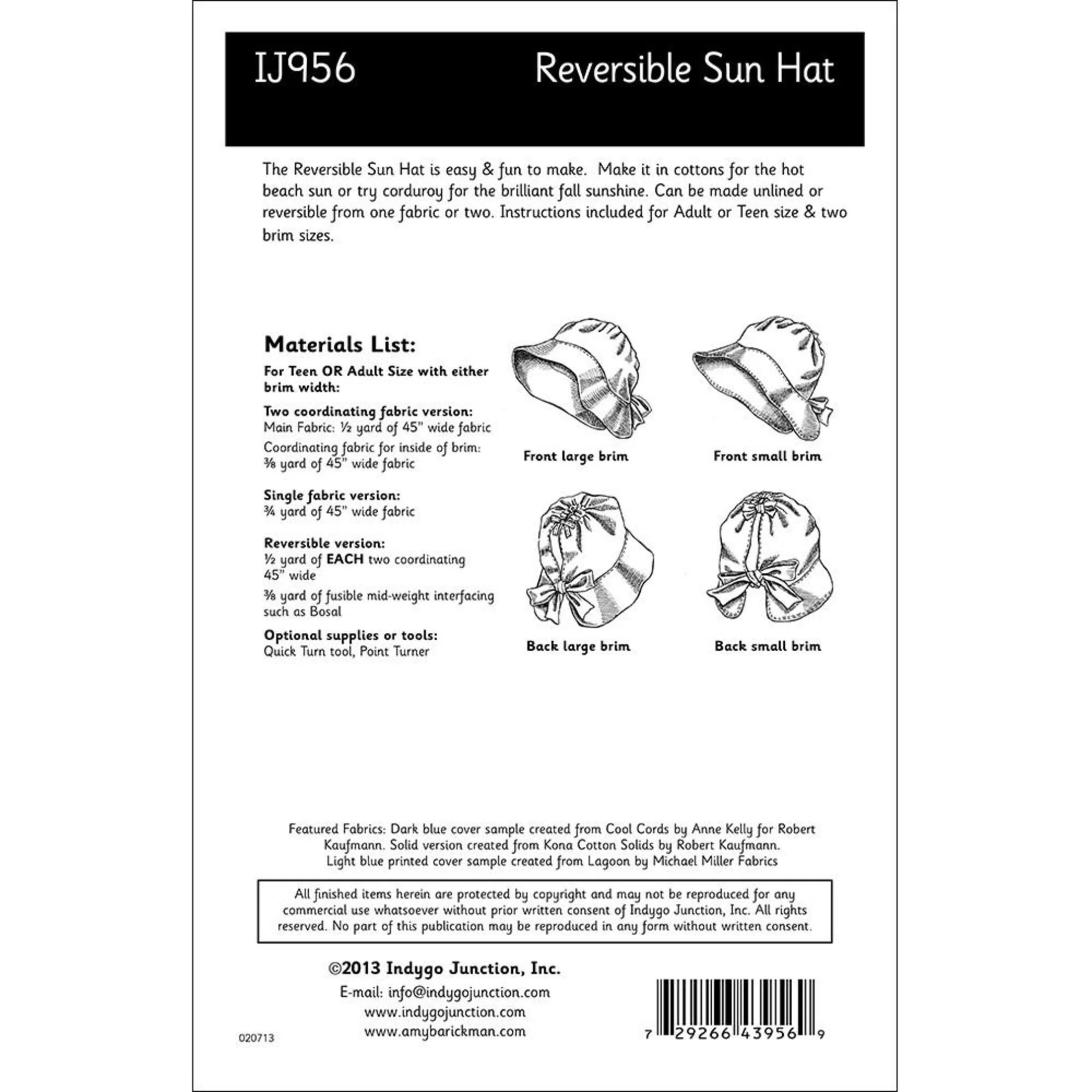 Reversible Sun Hat Pattern, Free PDF Download
