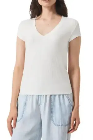 rib v neck short sleeve tee