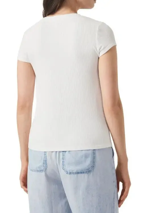 rib v neck short sleeve tee