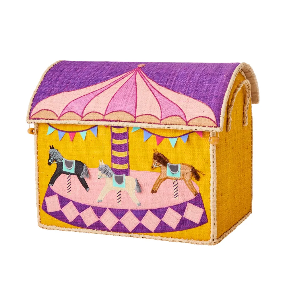 Rice DK Raffia Toy Baskets with Horse Carousel Theme
