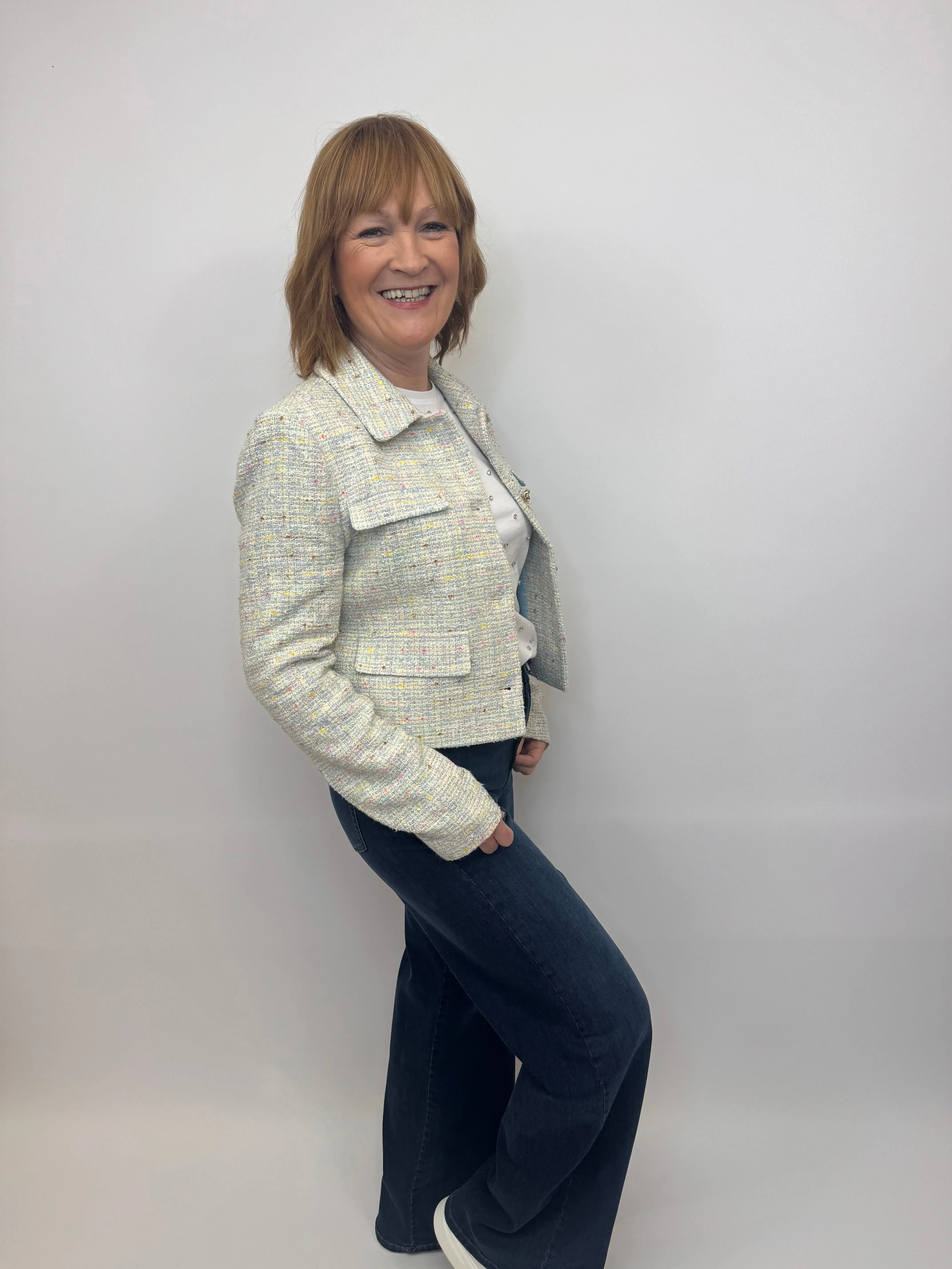 RICH AND ROYAL Pastel Boucle Jacket
