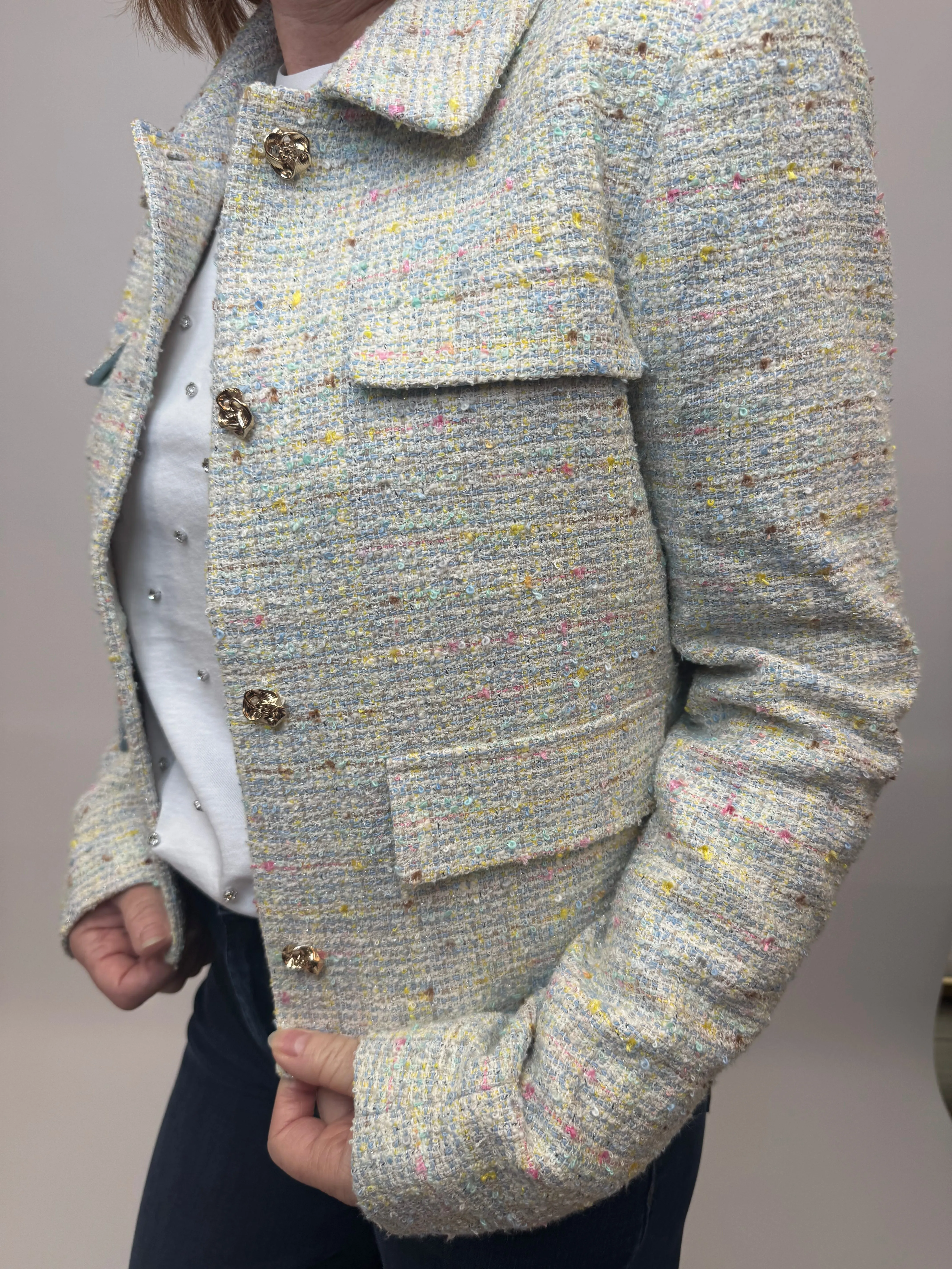 RICH AND ROYAL Pastel Boucle Jacket
