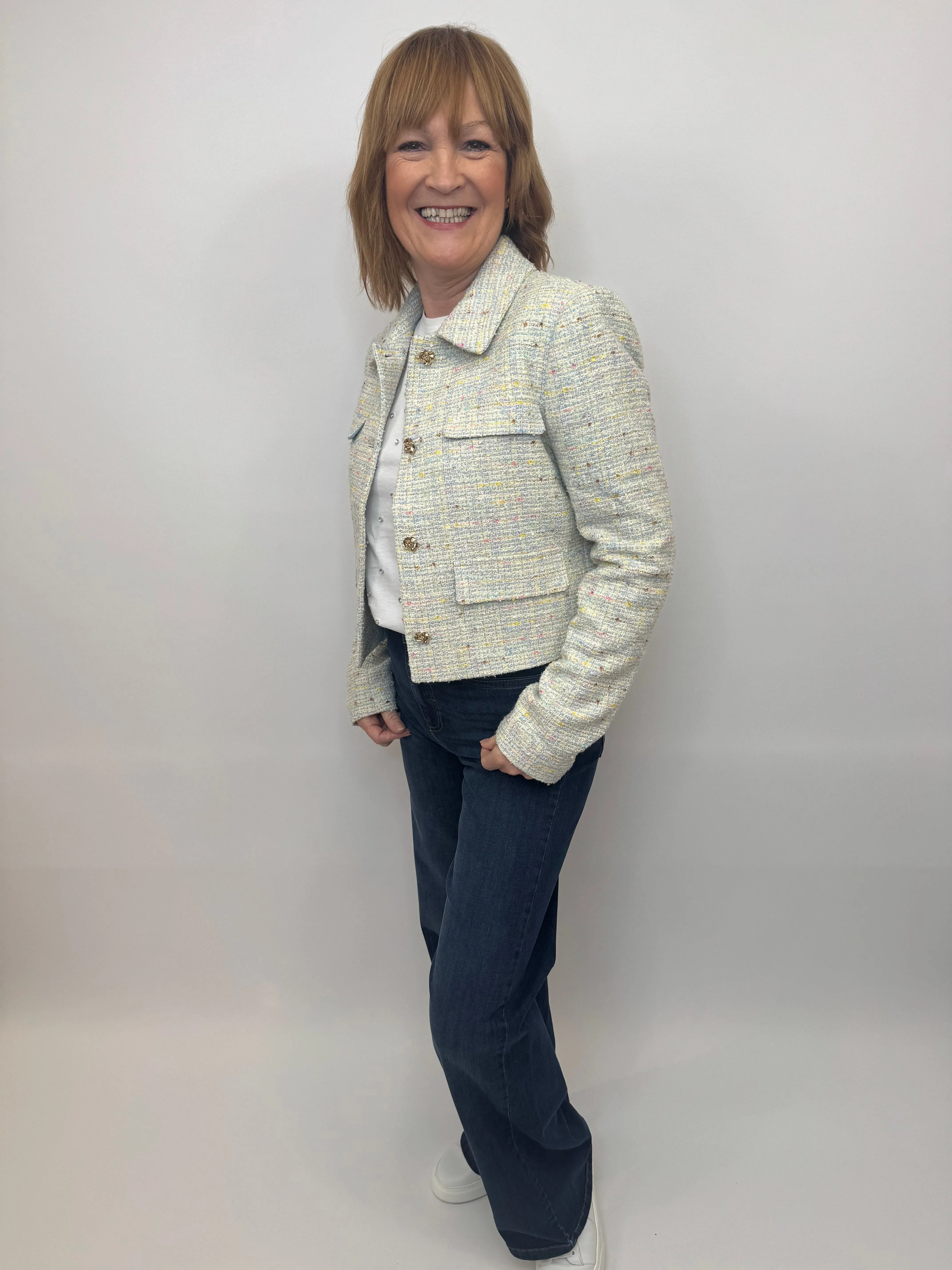 RICH AND ROYAL Pastel Boucle Jacket