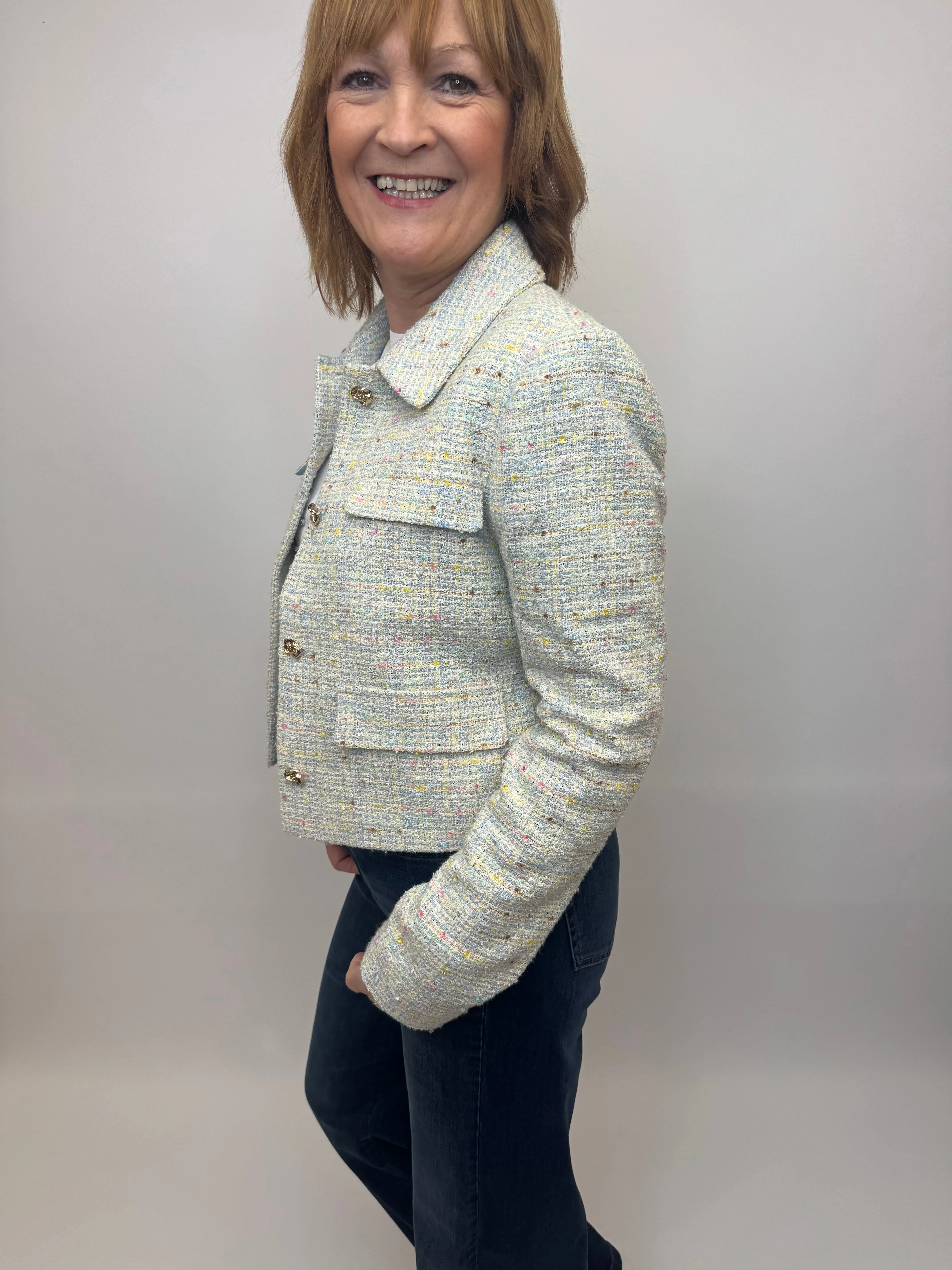 RICH AND ROYAL Pastel Boucle Jacket