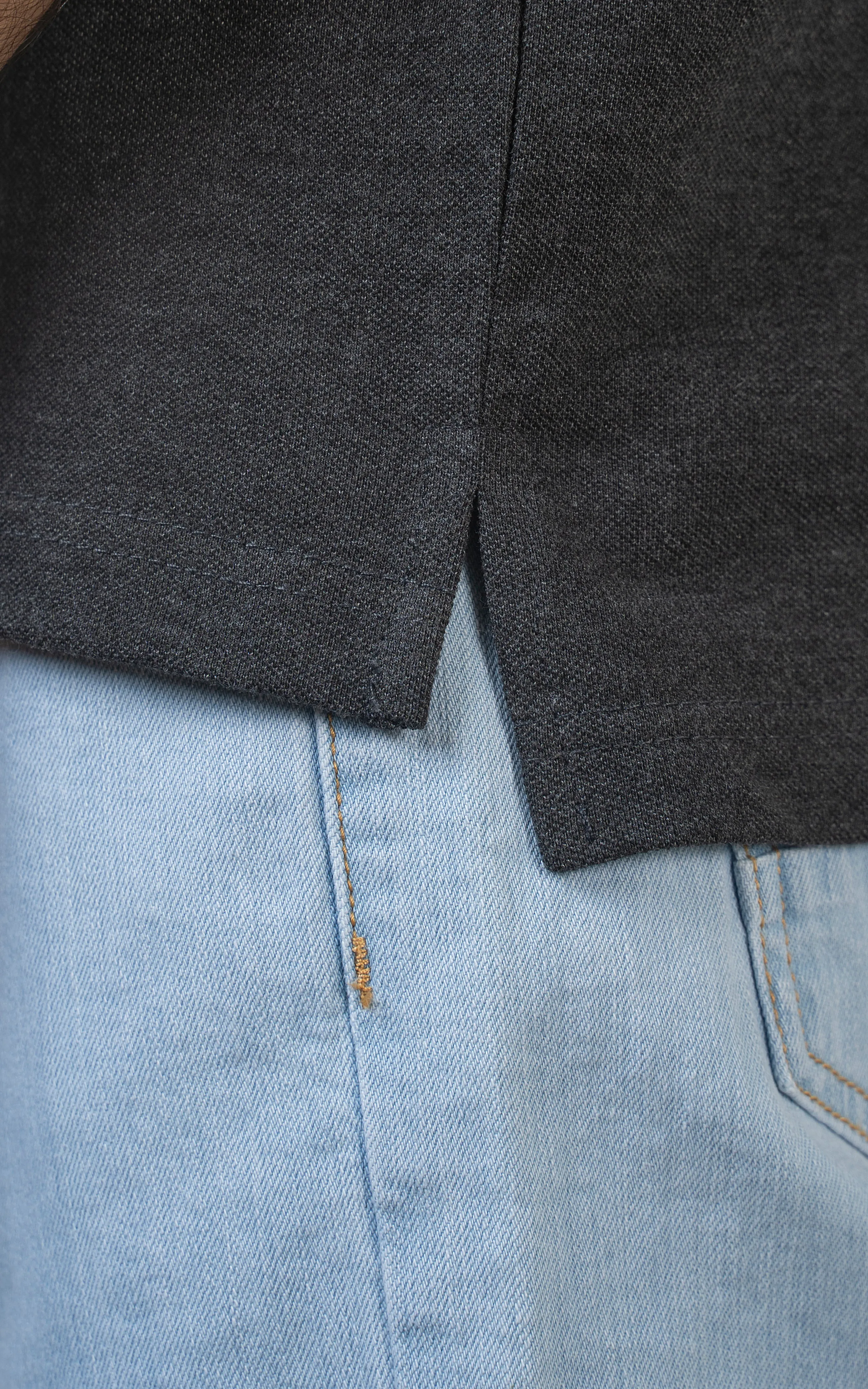 ROUND NECK T SHIRT CHARCOAL GREY