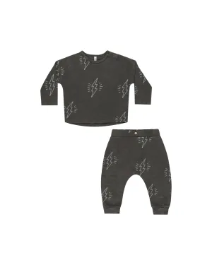 Rylee & Cru Black Bolts Tee   Pant Set