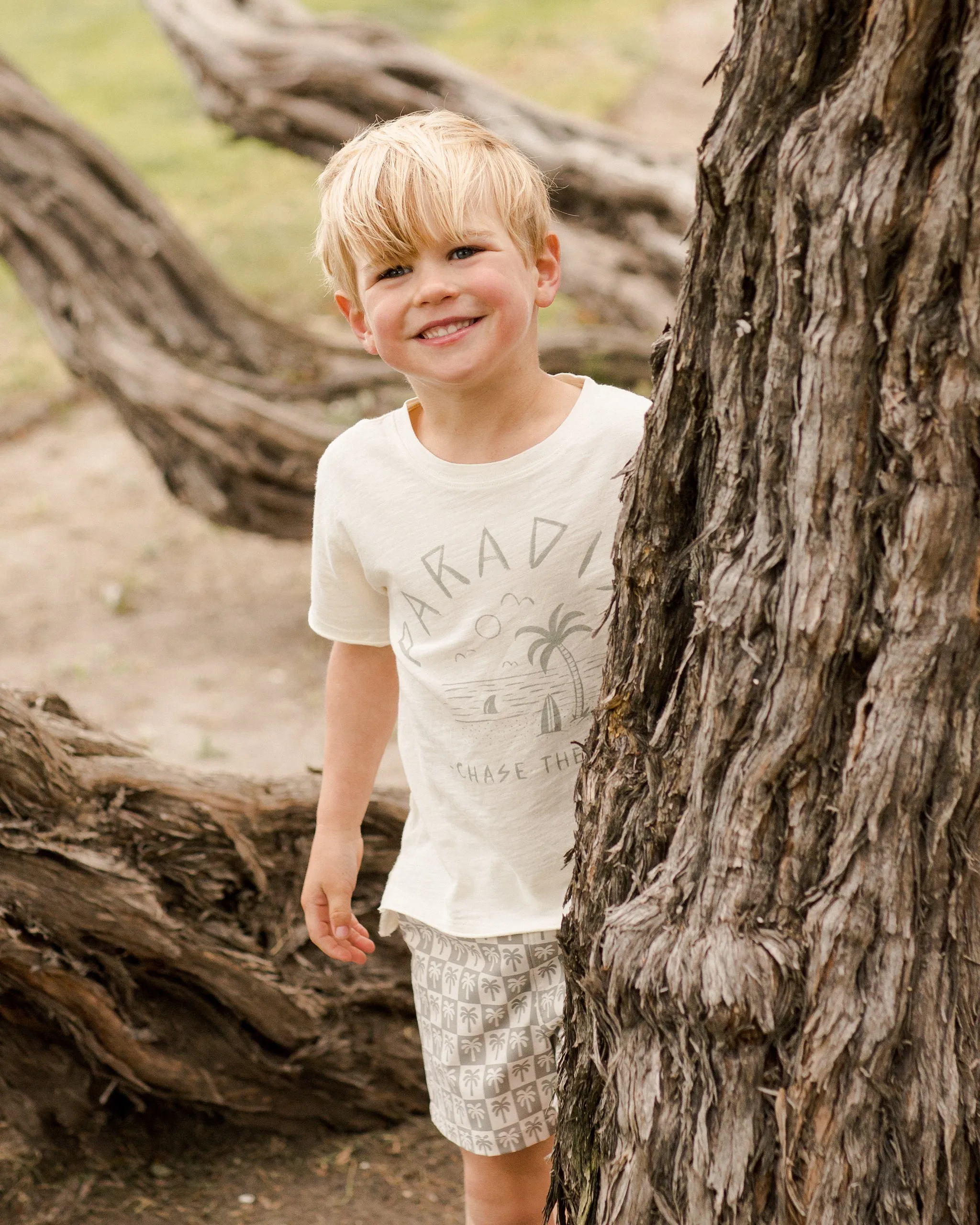 Rylee & Cru Ivory Paradise Raw Edge Tee
