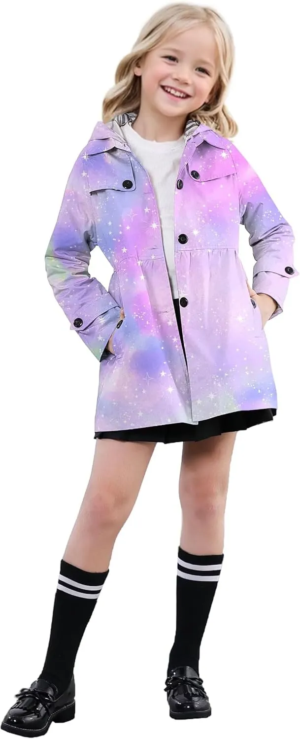 SANGTREE Girl's Waterproof Trench Coat Hooded Lightweight Rain Jackets