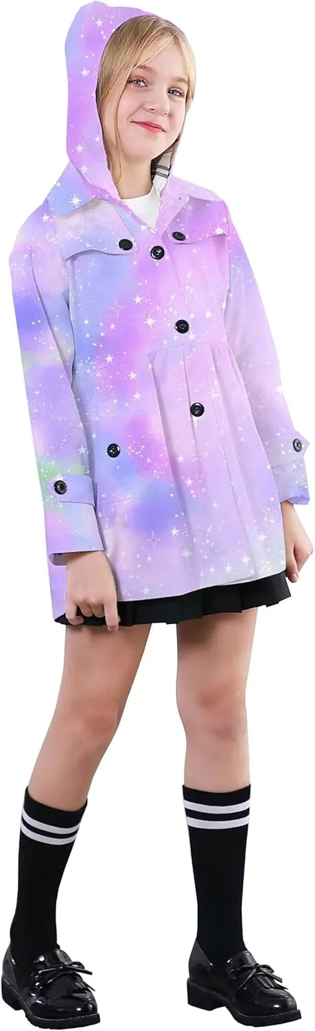 SANGTREE Girl's Waterproof Trench Coat Hooded Lightweight Rain Jackets