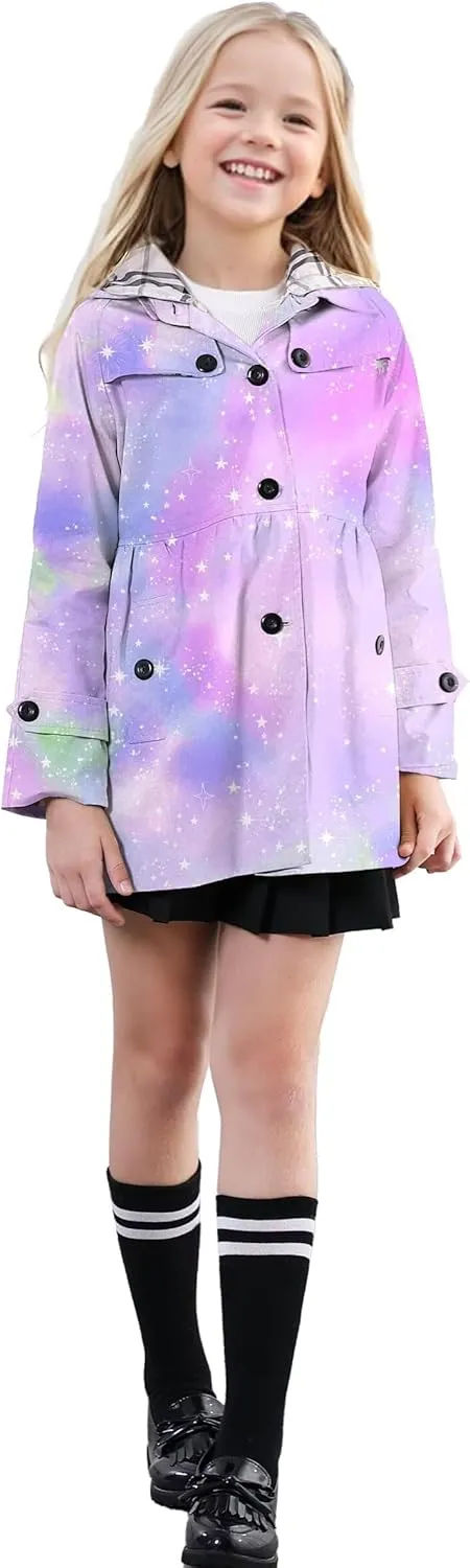 SANGTREE Girl's Waterproof Trench Coat Hooded Lightweight Rain Jackets