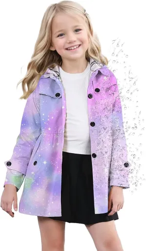 SANGTREE Girl's Waterproof Trench Coat Hooded Lightweight Rain Jackets