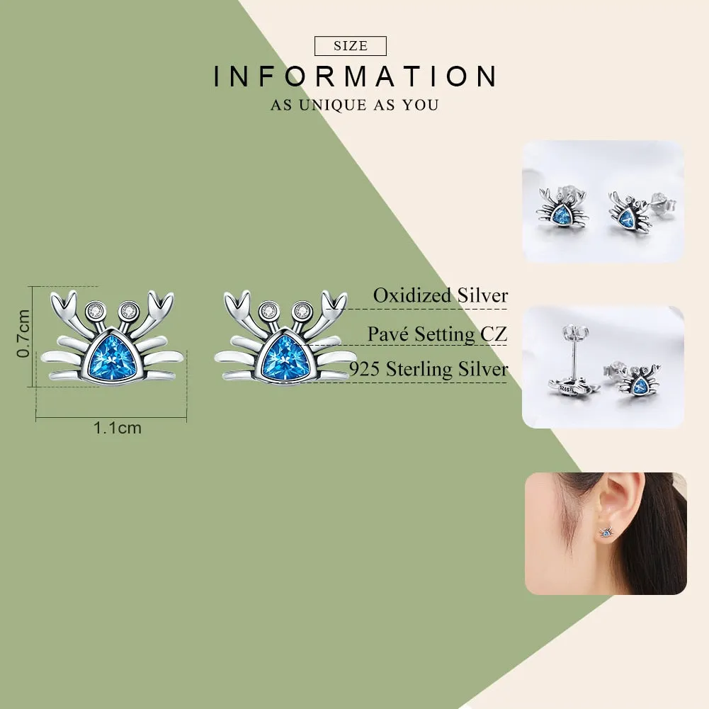 Save Sea Animals Jewelry | Sterling Ocean Crab Earrings