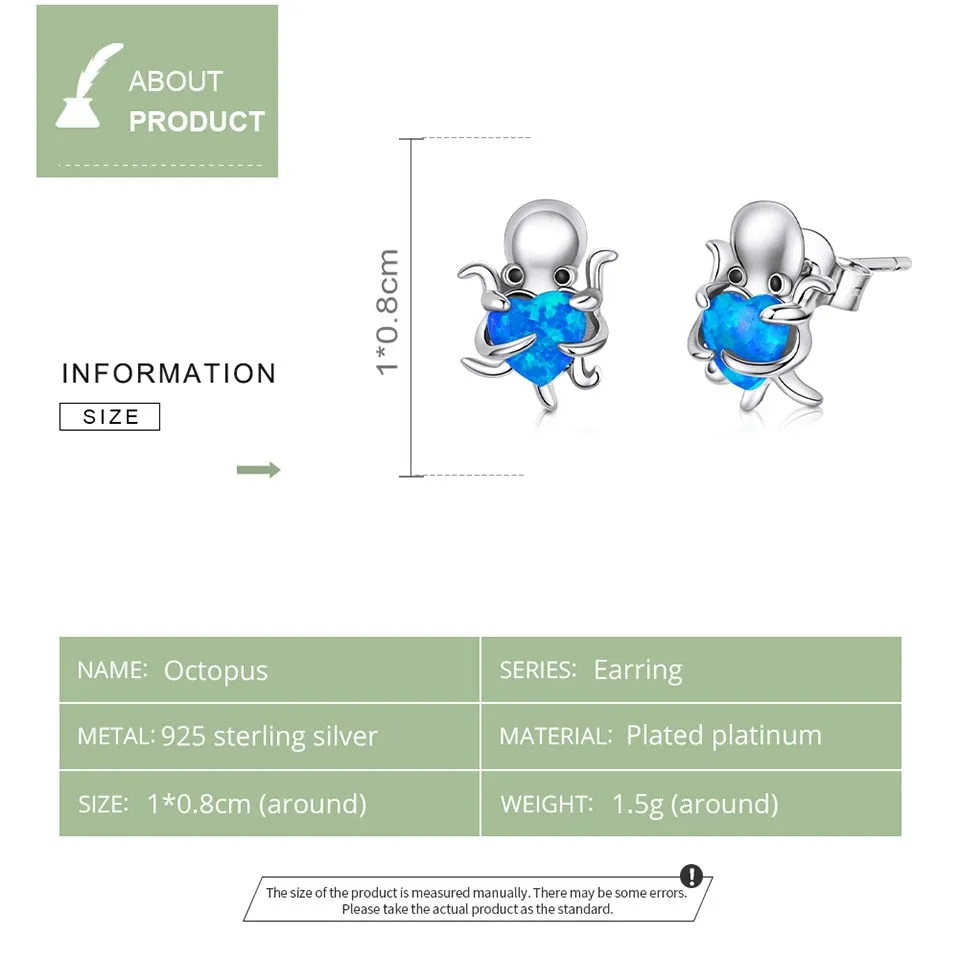 Save Sea Life Jewelry | Sterling Silver Octopus Earrings