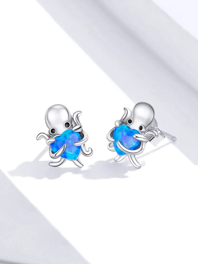 Save Sea Life Jewelry | Sterling Silver Octopus Earrings