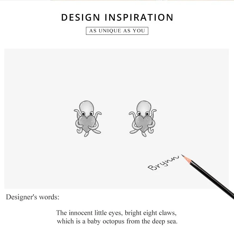 Save Sea Life Jewelry | Sterling Silver Octopus Earrings