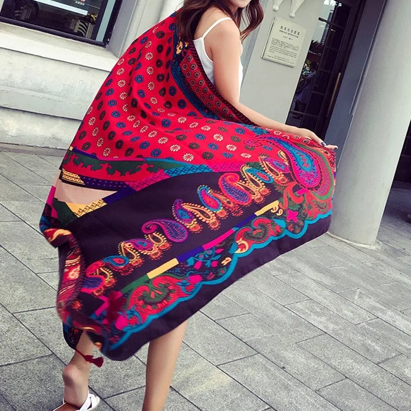 Seaside Beach Ethnic Style Cotton And Linen Shawl Scarf