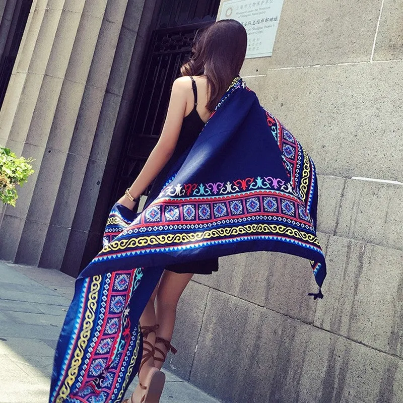 Seaside Beach Ethnic Style Cotton And Linen Shawl Scarf