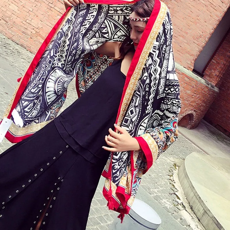 Seaside Beach Ethnic Style Cotton And Linen Shawl Scarf