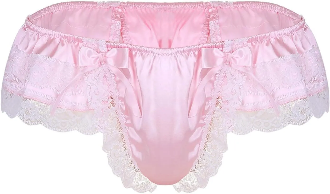 Sexy Lace Open Thong Panties for Men Butt Low Briefs Comfortable G-String Underwear