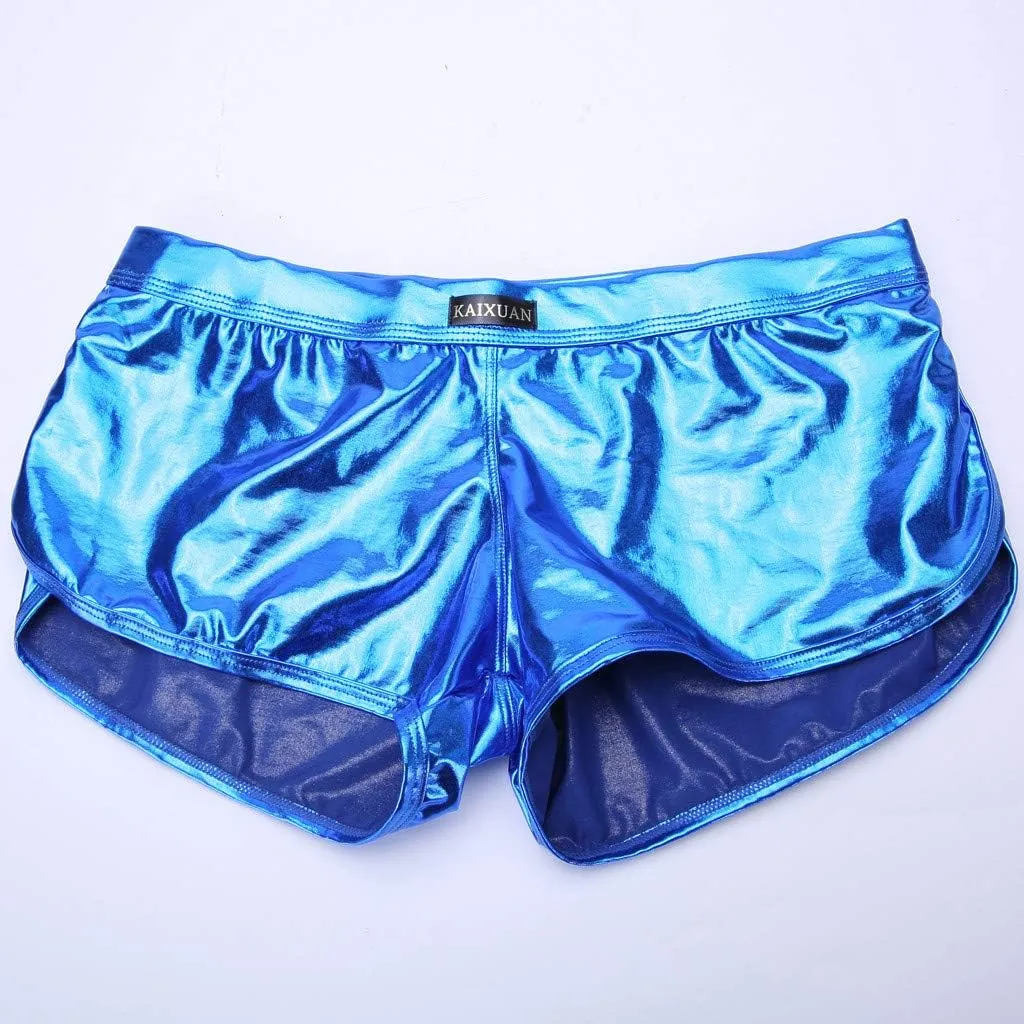 Sexy Underpants Men Fashion Imitation Leather Pants Solid Color Lacquer Leather Fitting Comfortable Boxer Brief