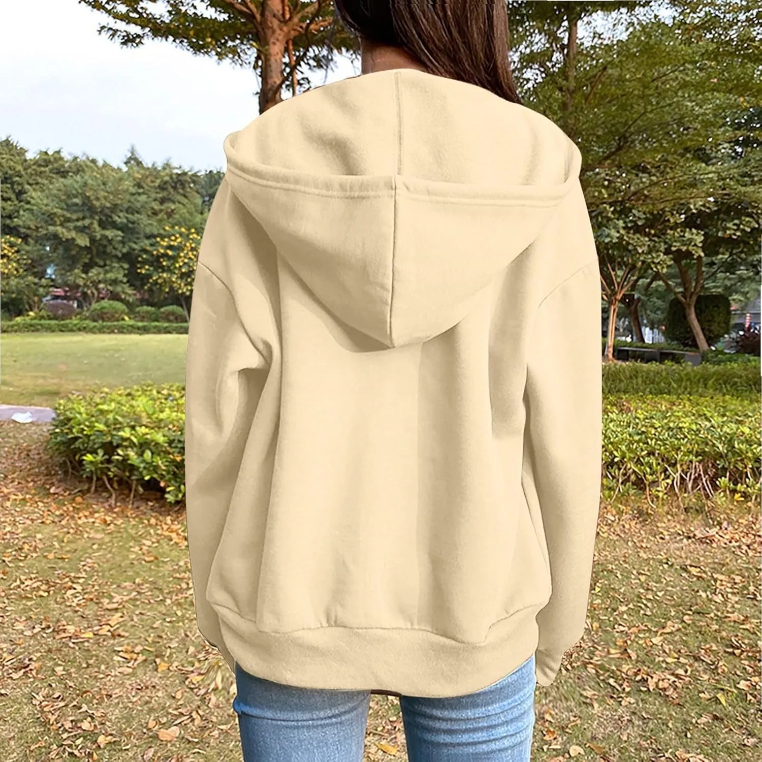 SHAOBGE Womens Zip Up Hoodies Long Sleeve Fall Oversized Sweatshirts Fleece Y2K Jacket with Pockets 2024 Fashion Clothes