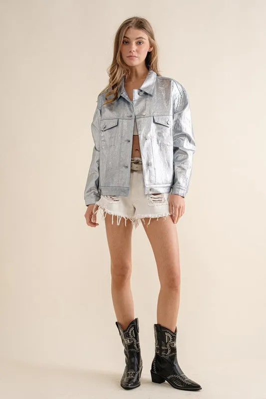 Silver Metallic Rider Jacket