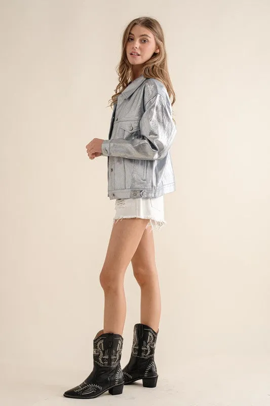Silver Metallic Rider Jacket