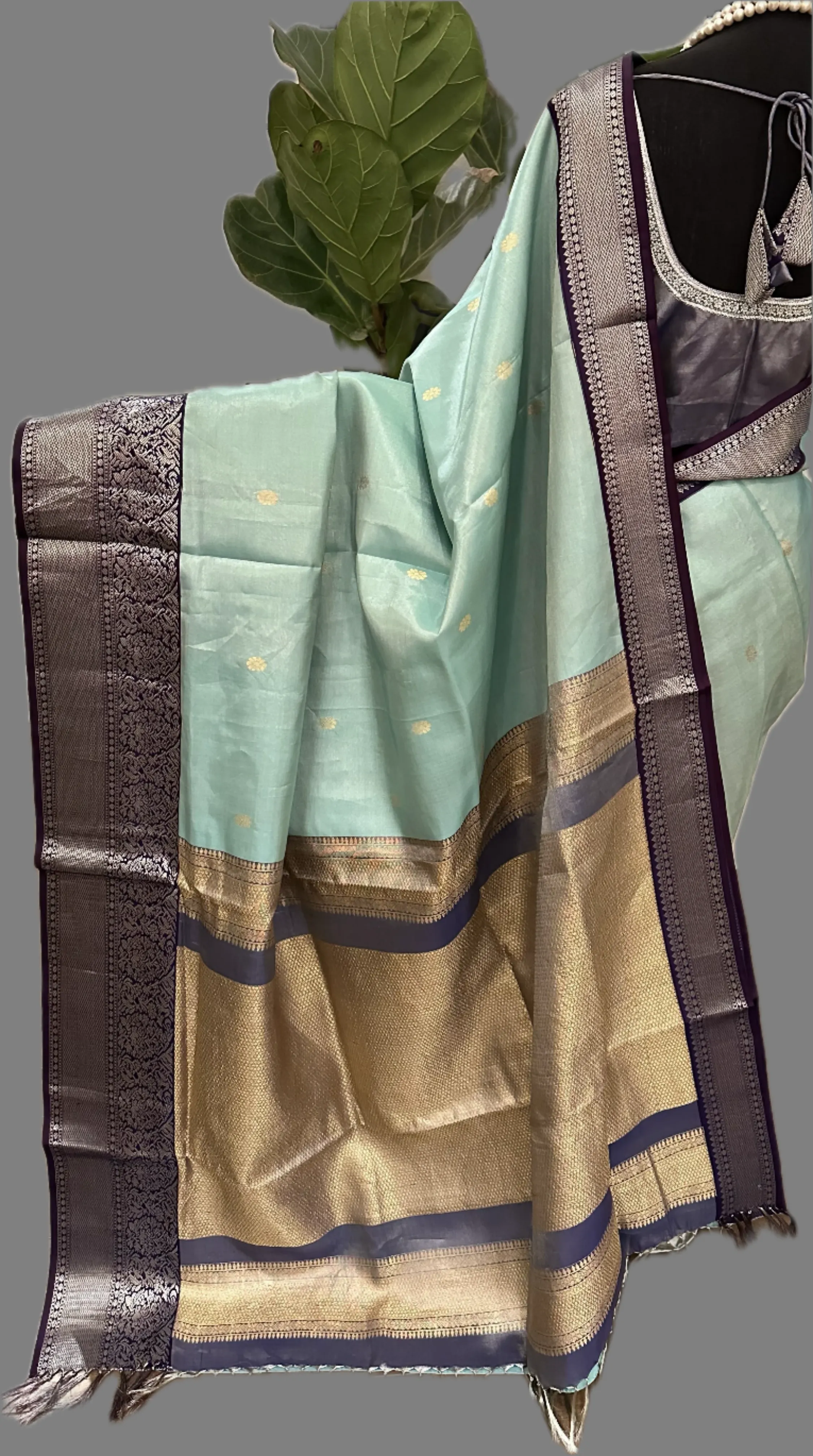 Silver zari pastel tissue kanjivaram silk saree blouse embroidered blouse