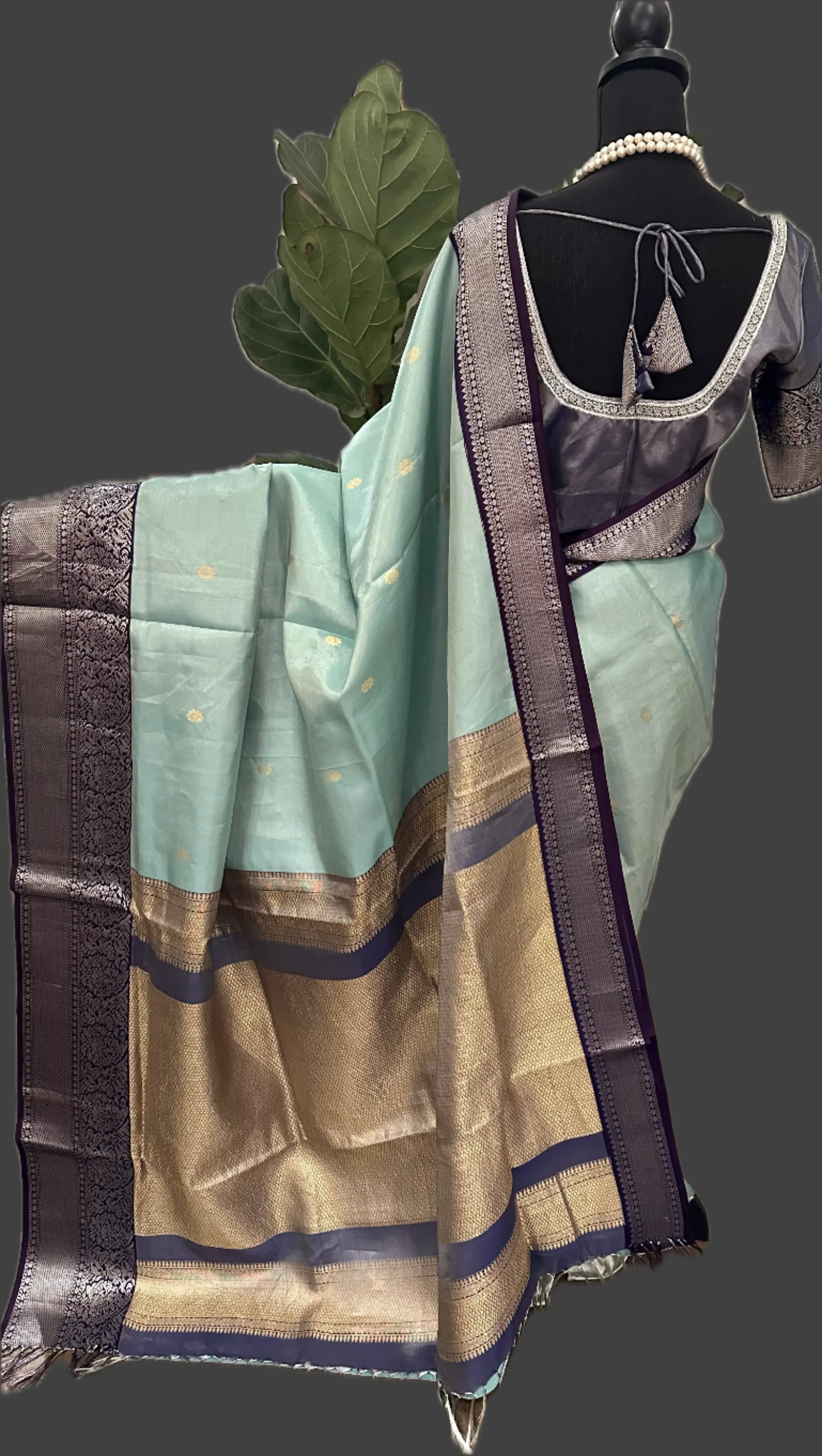 Silver zari pastel tissue kanjivaram silk saree blouse embroidered blouse