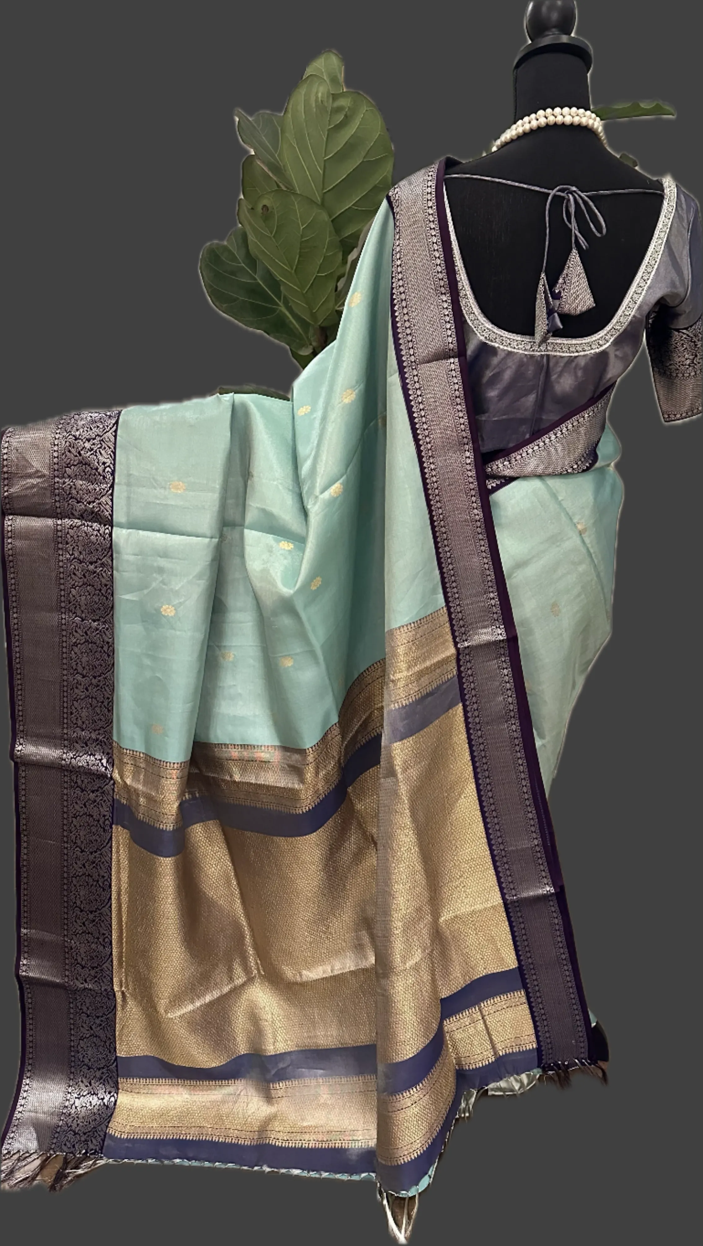 Silver zari pastel tissue kanjivaram silk saree blouse embroidered blouse