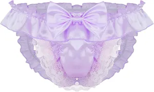 Sissy Pouch Panties Men's Lace Bikini Briefs Lingerie Girlie Underwear Sheer Sexy Frilly G-String Thong