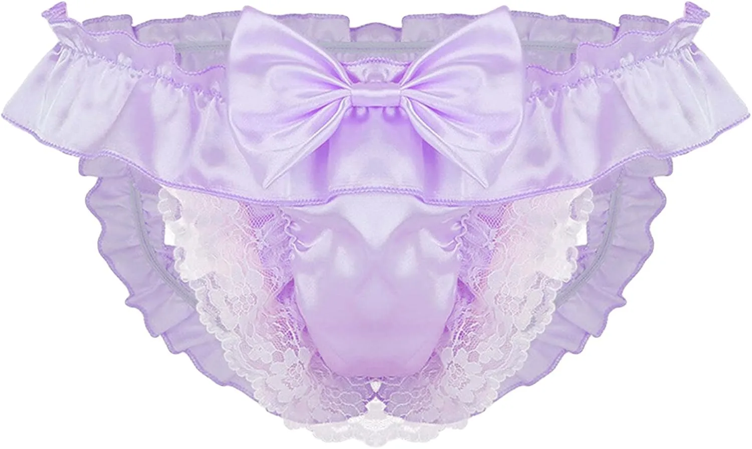 Sissy Pouch Panties Men's Lace Bikini Briefs Lingerie Girlie Underwear Sheer Sexy Frilly G-String Thong