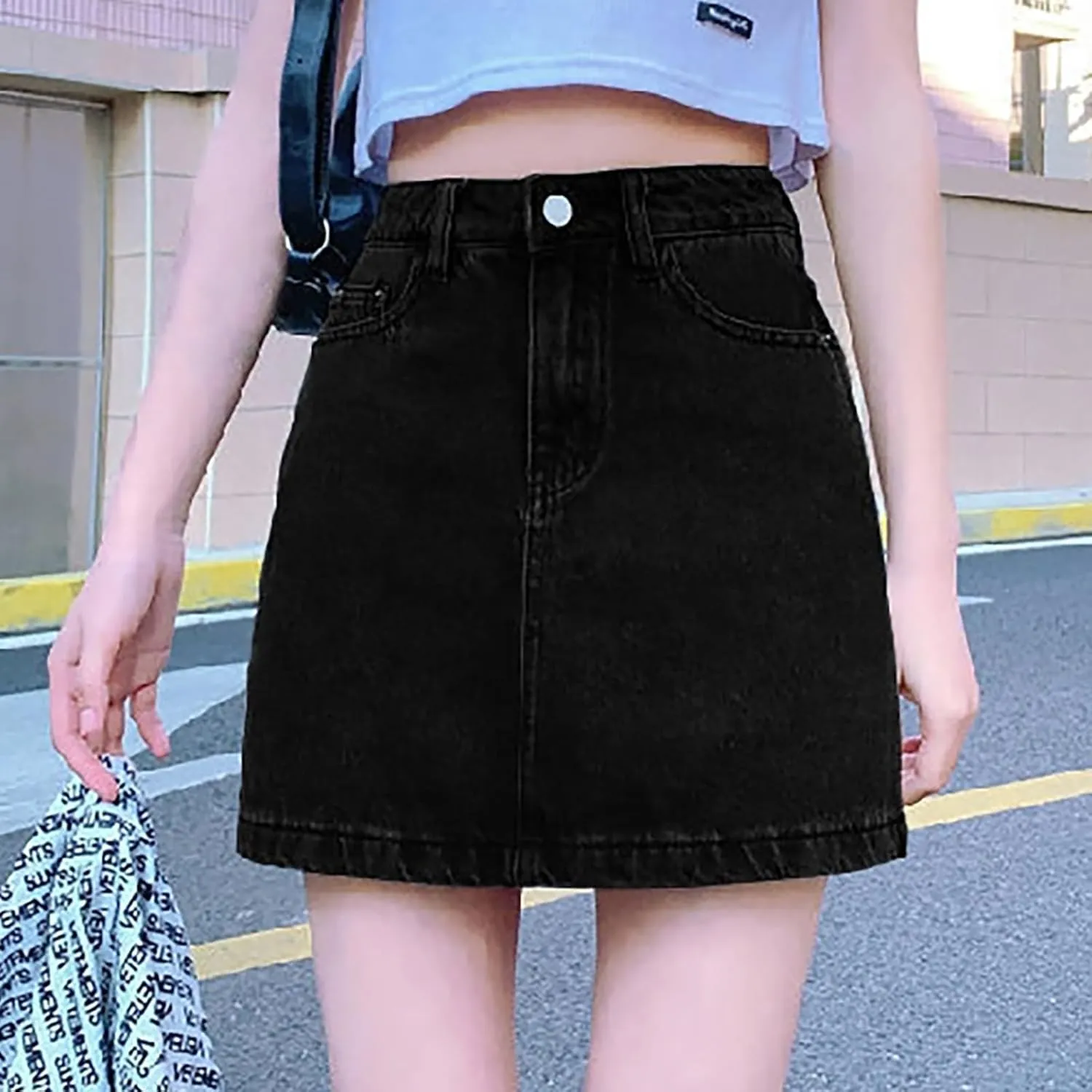 Skirts for Women Denim Mini Cargo Skirt Mid Rise Soft Button Up Bodycon Y2K Trendy Casual Jean Skirt Shorts Slim Fit