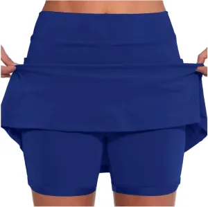 Skorts for Women Dressy Plus Size High Waist Skirt with Shorts Underneath Tummy Control Tennis Skort with Pockets