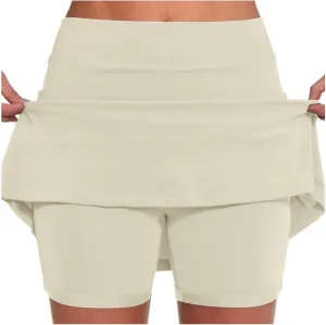 Skorts for Women Dressy Plus Size High Waist Skirt with Shorts Underneath Tummy Control Tennis Skort with Pockets