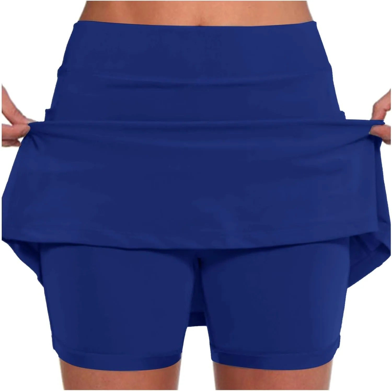 Skorts for Women Dressy Plus Size High Waist Skirt with Shorts Underneath Tummy Control Tennis Skort with Pockets