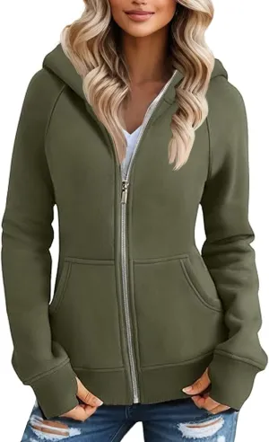 slqdgmryz Womens Zip Up Hoodies Winter Fleece Jacket Althletic Oversized Hooded Sweatshirt Plain Y2k Hoodie with Pockets