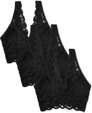 Smart & Sexy Women's Lace Deep V Wireless Bralette  Comfortable & Stylish, Multi-Packs Available