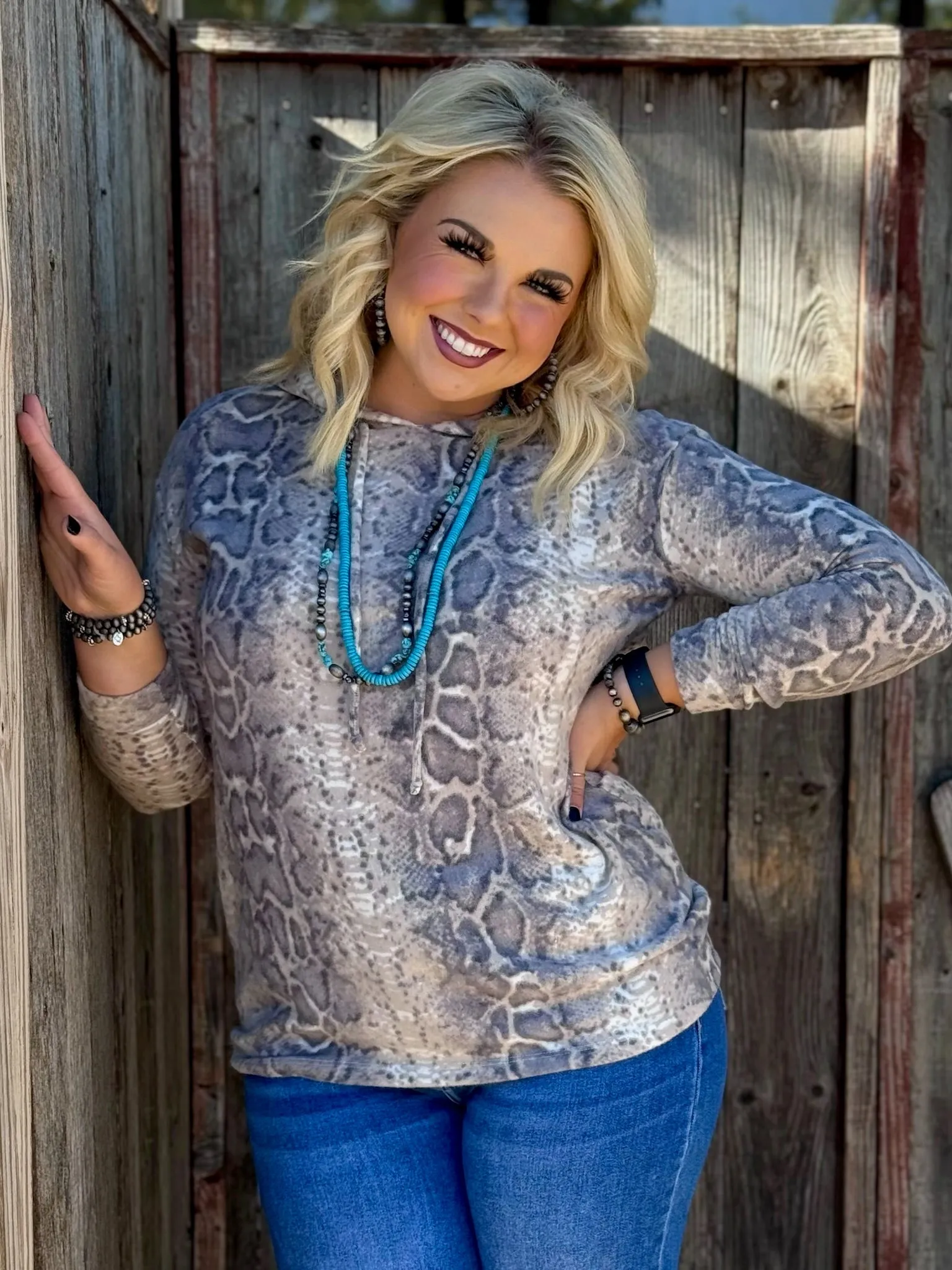 Snakeskin Lightweight Hooded Top