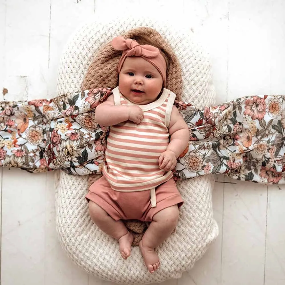 Snuggle Hunny - Organic Sleeveless Top - Rose Stripe