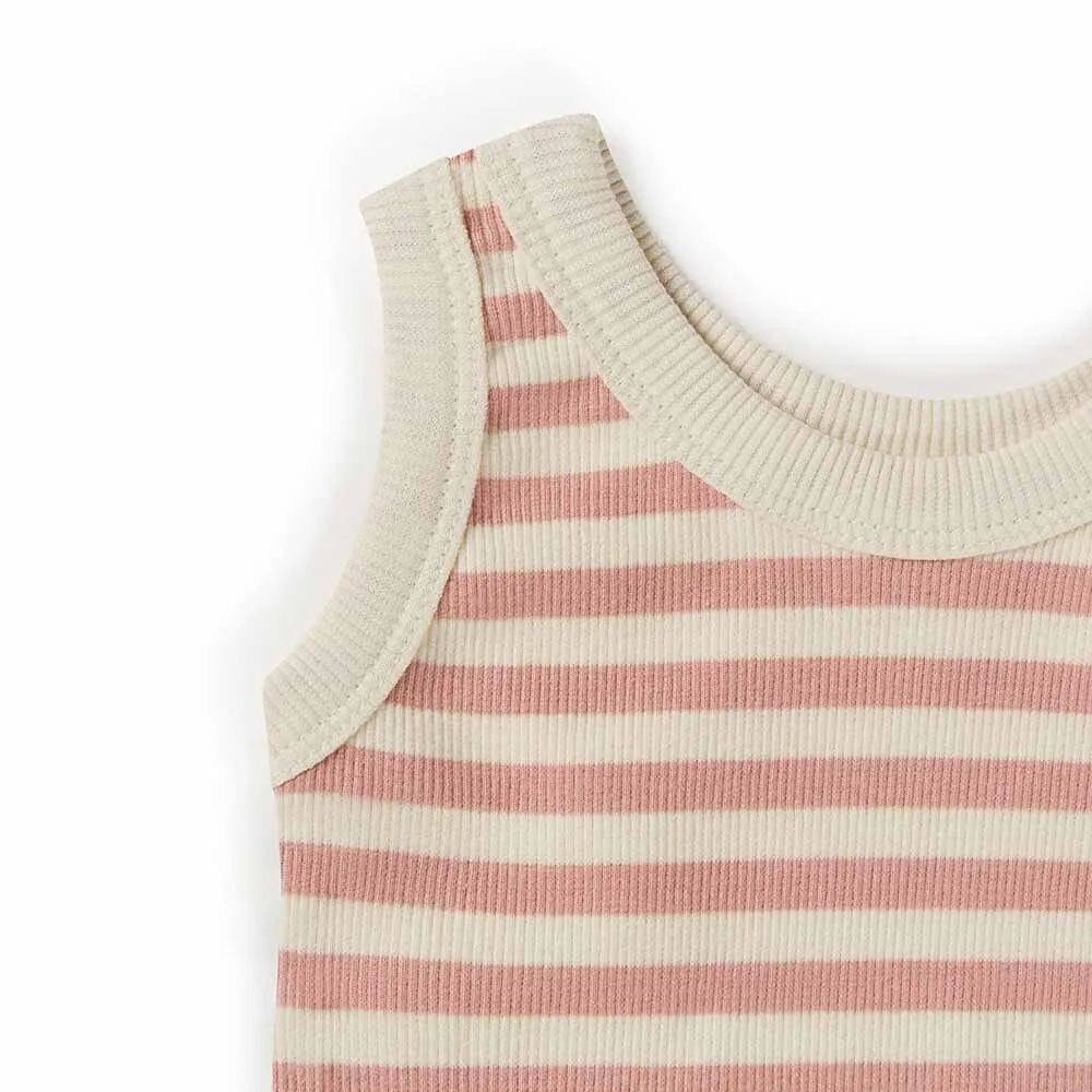 Snuggle Hunny - Organic Sleeveless Top - Rose Stripe