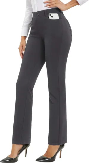 Stelle Women Dress Pants Business Casual Straight Leg 30" Stretch Work Pants Pull On Regular Slacks with 4 Pockets