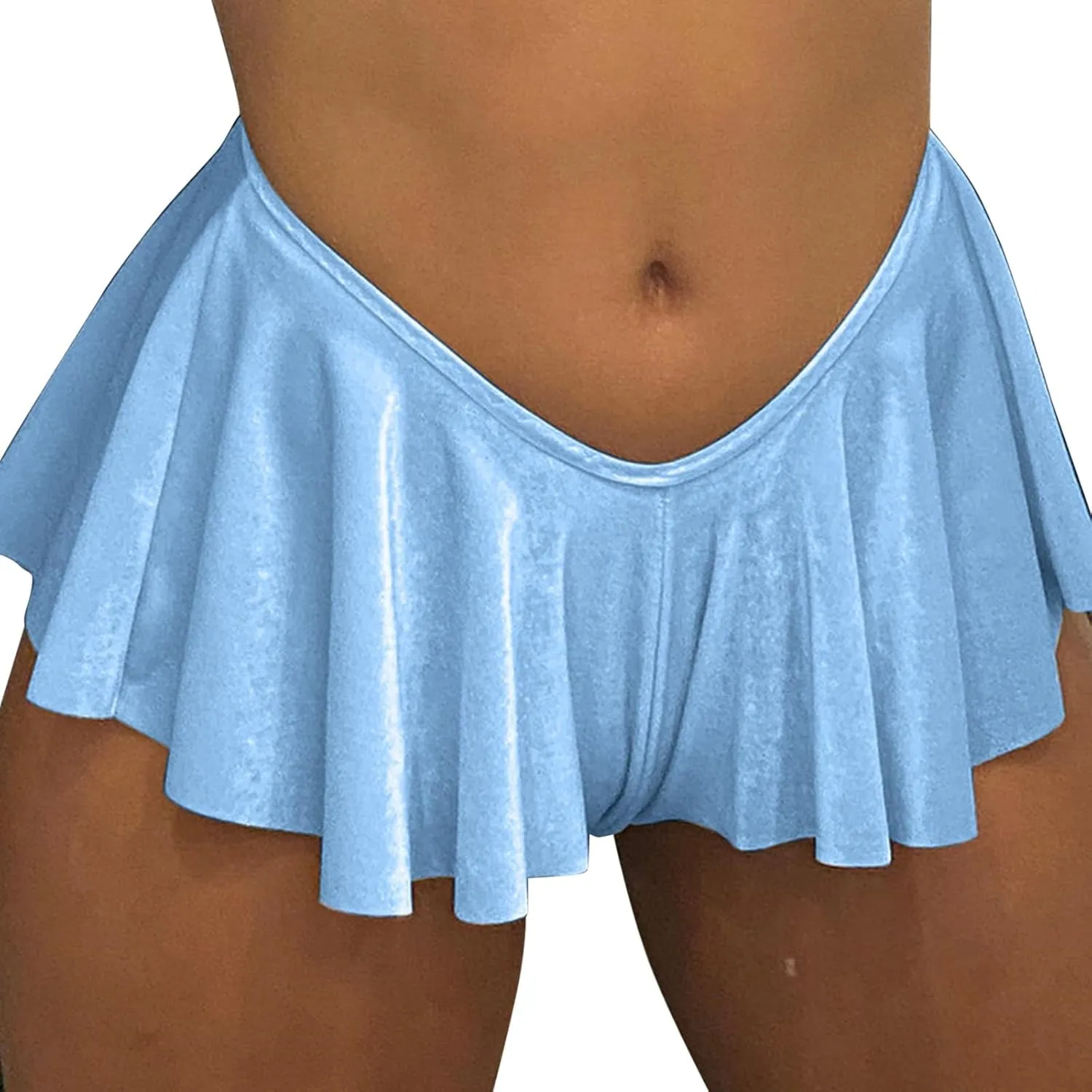 Summer Shorts for Women Sexy Trendy Y2K Clubwear Low Waisted Skirt Hot Shorts Seamless Soft Ruffle Hem Fashion