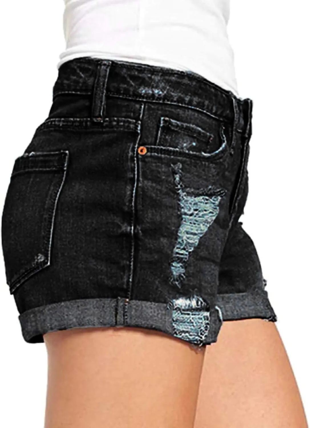 Summer Shorts Sexy High Slim Hole Women Pants Waist Pants Jeans Pants Short Sleeved Shirts for Women Casual