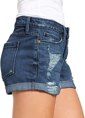 Summer Shorts Sexy High Slim Hole Women Pants Waist Pants Jeans Pants Short Sleeved Shirts for Women Casual