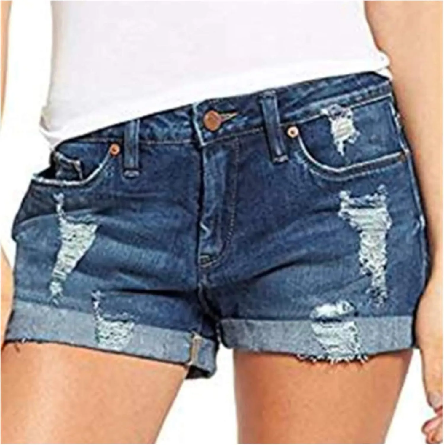 Summer Shorts Sexy High Slim Hole Women Pants Waist Pants Jeans Pants Short Sleeved Shirts for Women Casual